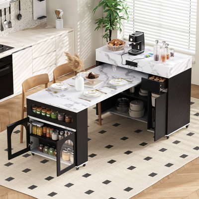 Table de salle à manger extensible avec plateau pliable très long (sans la chaise)