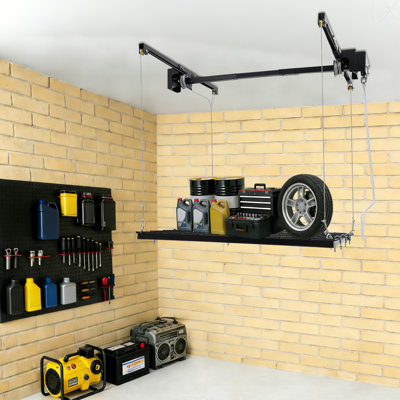 Overhead Garage Lifting Storage Rack, Garage Storage Rack, Adjustable Height Garage Storage Rack