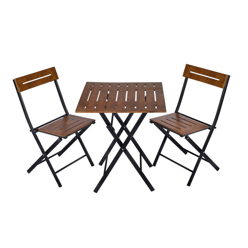 Latoria 2 - Person Metal Patio Dining Set with Square Table, Walnut