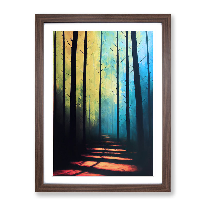 A Colourful Forest No.1 - Single Picture Frame Print, Walnut, 64cm H x 46cm W x 2cm D