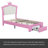 Upholstered Bed Frame with LED Lights, Modern Upholstered Princess Bed-901474394