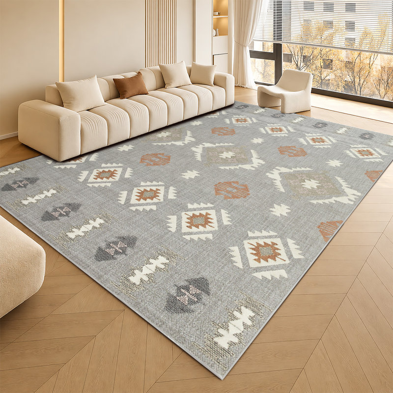 Aspire Homeware Grey Geometric Area Rug Modern Indoor Flatweave Carpet, Runner 60 x 220 cm