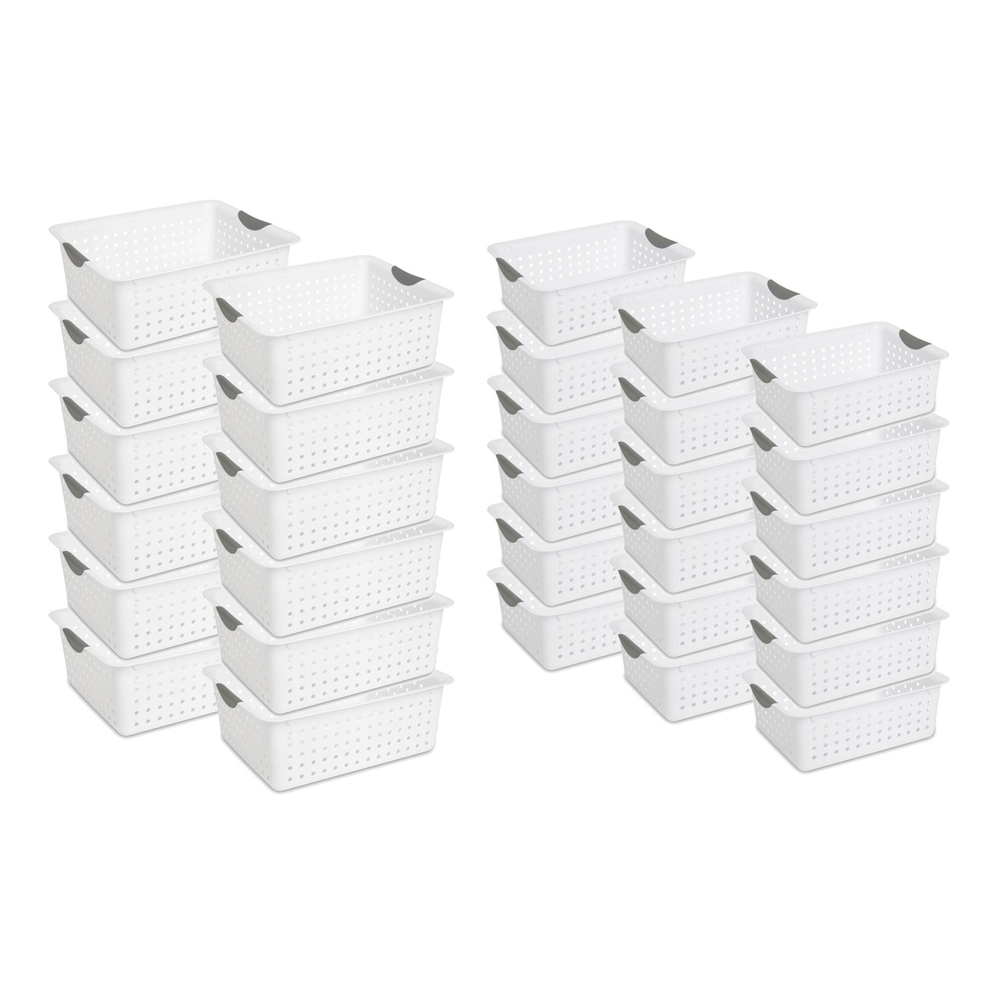 Sterilite Medium Ultra Plastic Storage Organizer Basket White 6 Pack 16248006