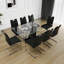 Ensemble de table moderne en verre: design transparent élégant avec base durable et chaises noires avec pieds galvanisés, parfait pour les cuisines de restaurant (ensemble de 9)