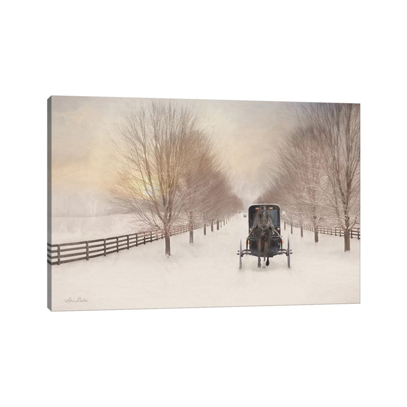 «Snowy Amish Lane» par Lori Deiter, reproduction d'art sur toile tendue, H 18 po x l 26 po x P 1,5 po