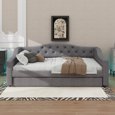 Full XL Daybed With Built-In LED Lighting And A Retractable Trundle