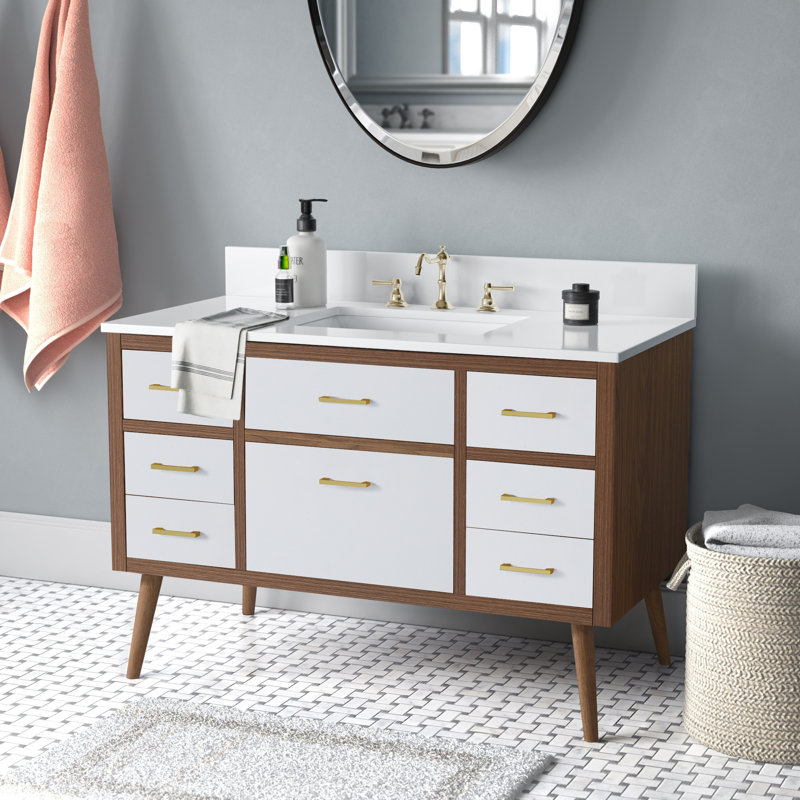 Steinfeldt 48'' Single Bathroom Vanity with Engineered Marble Top, White
