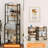 Rustic Brown Industrial Display Shelf With Charging Station, Stackable Organizer For Living Room/Bedroom