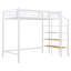 Lit mezzanine en métal avec tablette de rangement supérieure et échelle de rangement latérale-1148731435