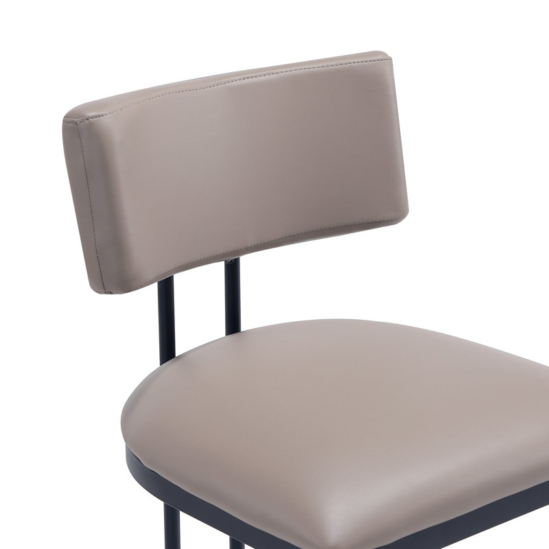 Tabouret de comptoir en cuir Juno, Taupe, Tabouret de comptoir (siège d'une hauteur de 27 p