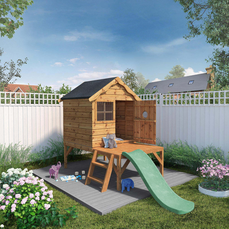 Mercia Snug Playhouse with Tower & Slide, No