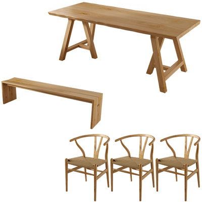 Modern simple pure solid wood dining table set
