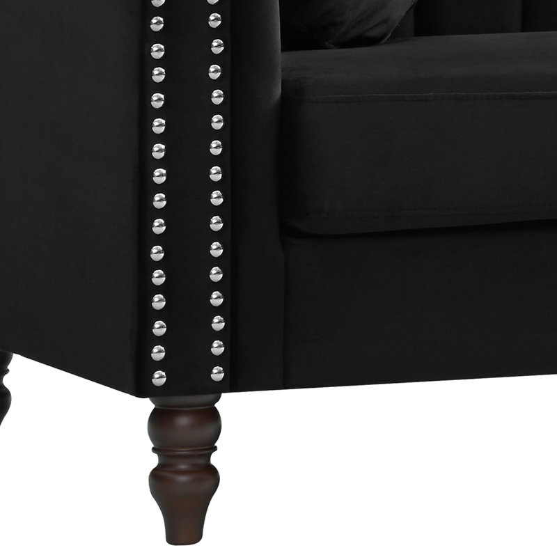 Melitta 60'' Velvet Loveseat, Black Velvet