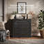 Buffet modulaire cannelé à 3 tiroirs, ébène-1680632985
