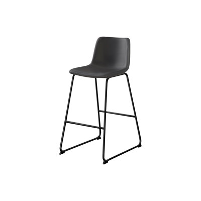 Modern Office Seating, Grey Leather Look, Robust Black Metal Frame Construction Standing Base