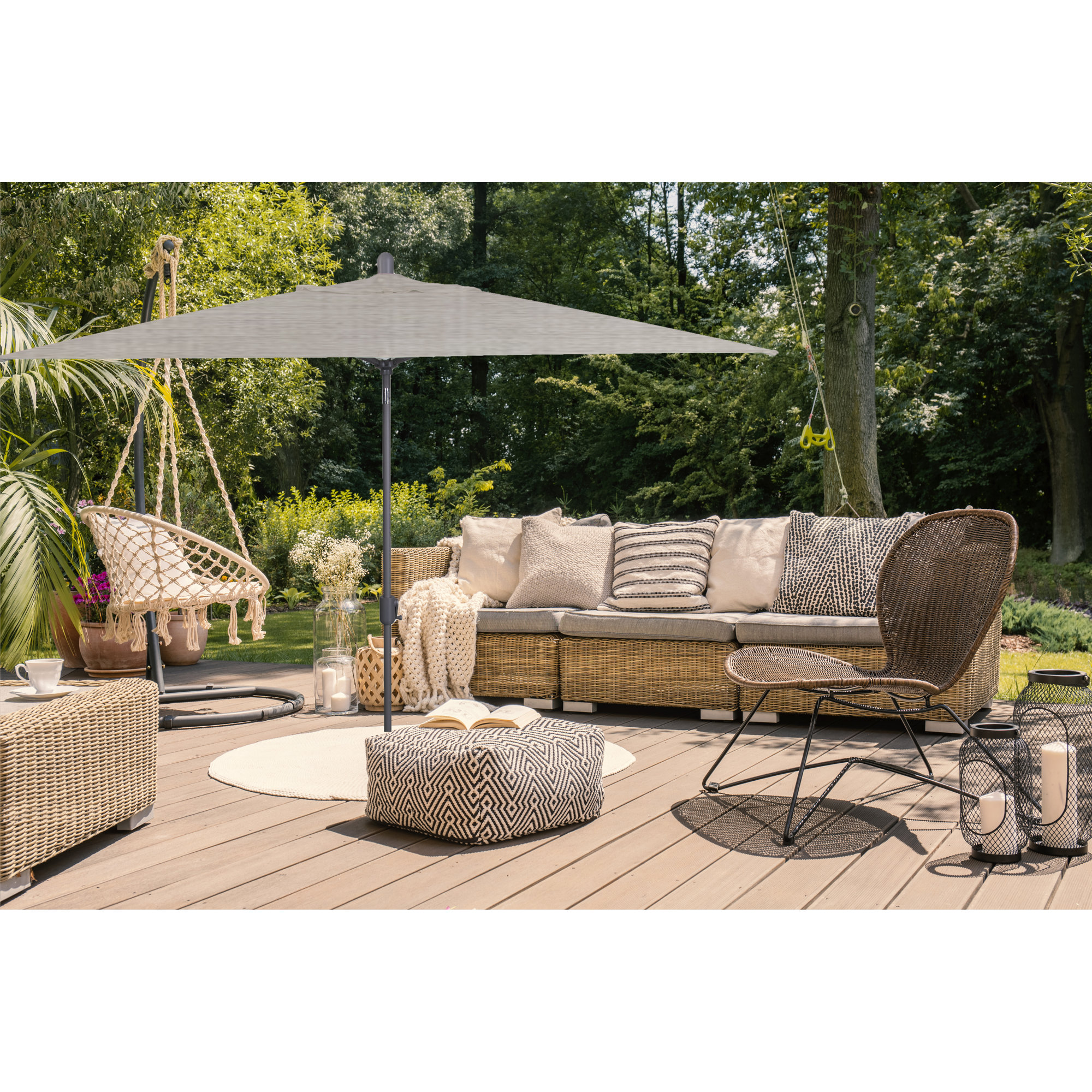 Olivier 116.7'' Outdoor Umbrella, Starring Gray, Cast Silver Sunbrella®
