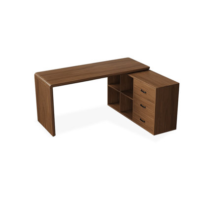Dark walnut L-Shaped Solid Wood desks by Hokku Designs