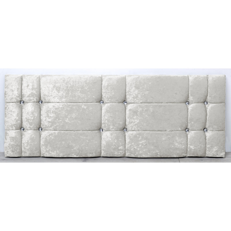 Velasco Upholstered Velvet Headboard, Small Double (4'), White