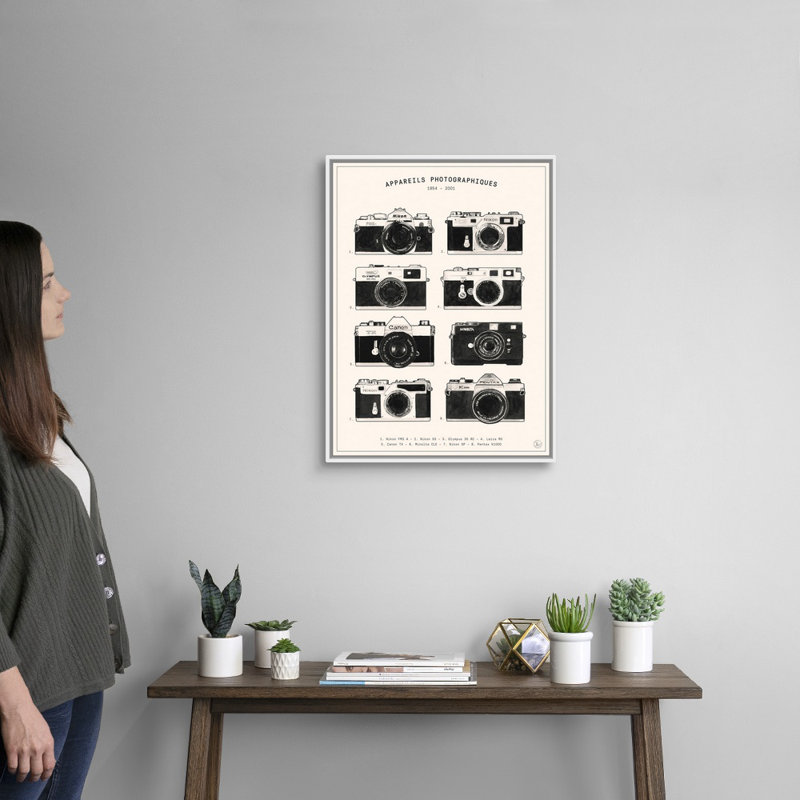 " Cameras " by Florent Bodart, White Floating Frame Canvas, 26" H x 20" W x 1.75" D
