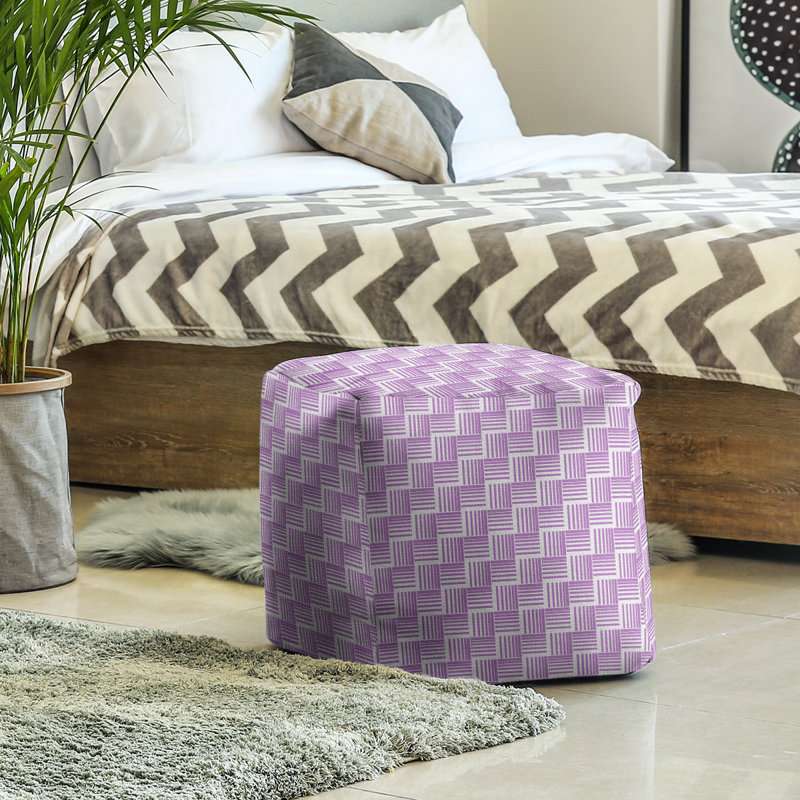 Repose-pieds cubique à rayures classic basketweave, Violet / gris