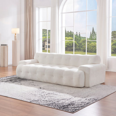 Canapé Cloud en chenille 3 places avec bouton capitonné confortable