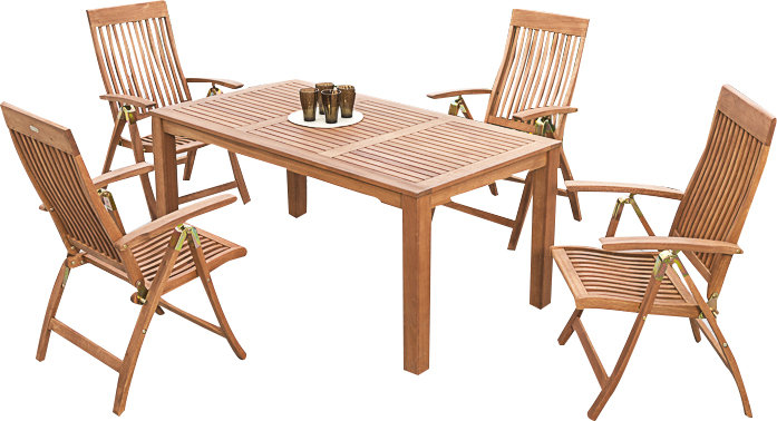 Adabpreet 4 - Person Wood Patio Dining Set with Rectangular Table
