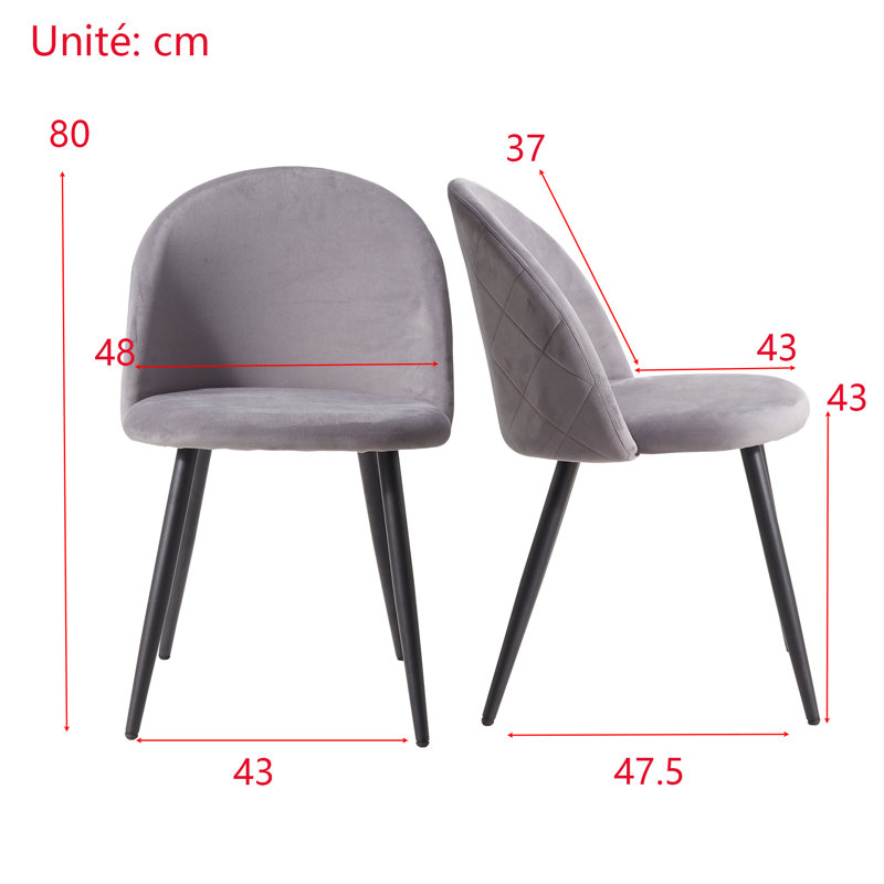 Adebola 43cm H Upholstered Metal Side Chair, Grey