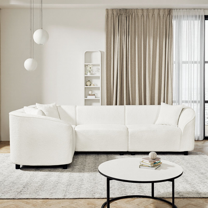 Canapé modulaire incurvé courbé beige, Beige Boucle