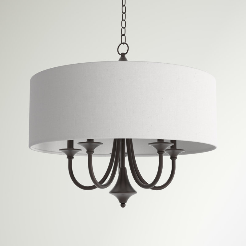 Bhushan 5 - Light Dimmable Drum Chandelier, Oil Rubbed Bronze