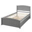 Lit plateforme gris avec lit gigogne gris et bois massif pour une chambre à coucher élégante-129267069
