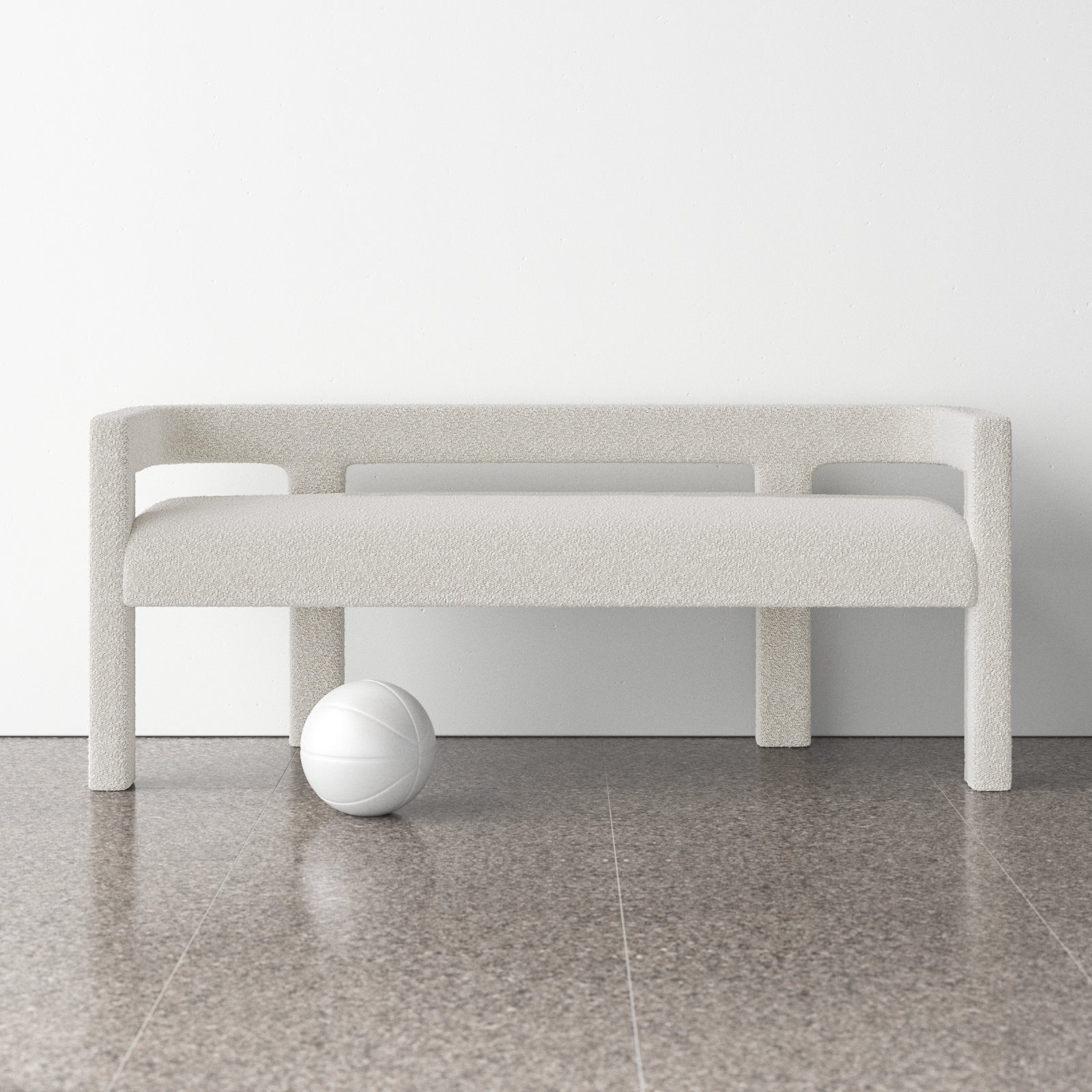 Cedernier 67" Bedroom Bench, Cream