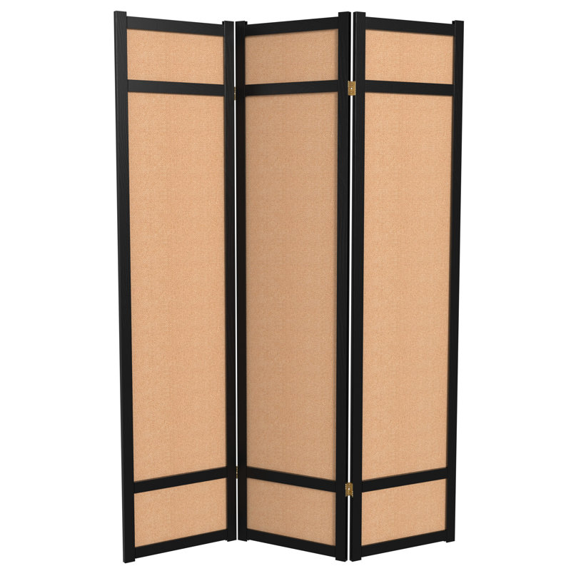 71" H Jute Shoji Room Divider, Black, 3