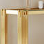 Console en verre trempé double couche supérieure et inférieure avec cadre en acier inoxydable à finition miroir pour un rangement amélioré et un décor moderne-1622795594
