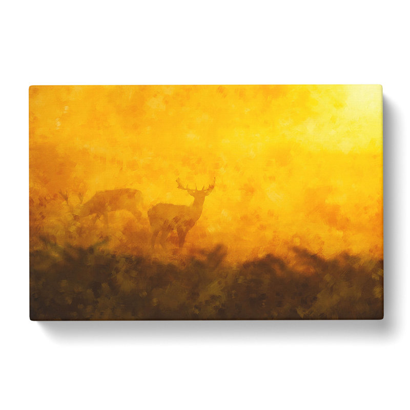 Grazing Stag Deer - Wrapped Canvas Painting, 40cm H x 60cm W x 3cm D