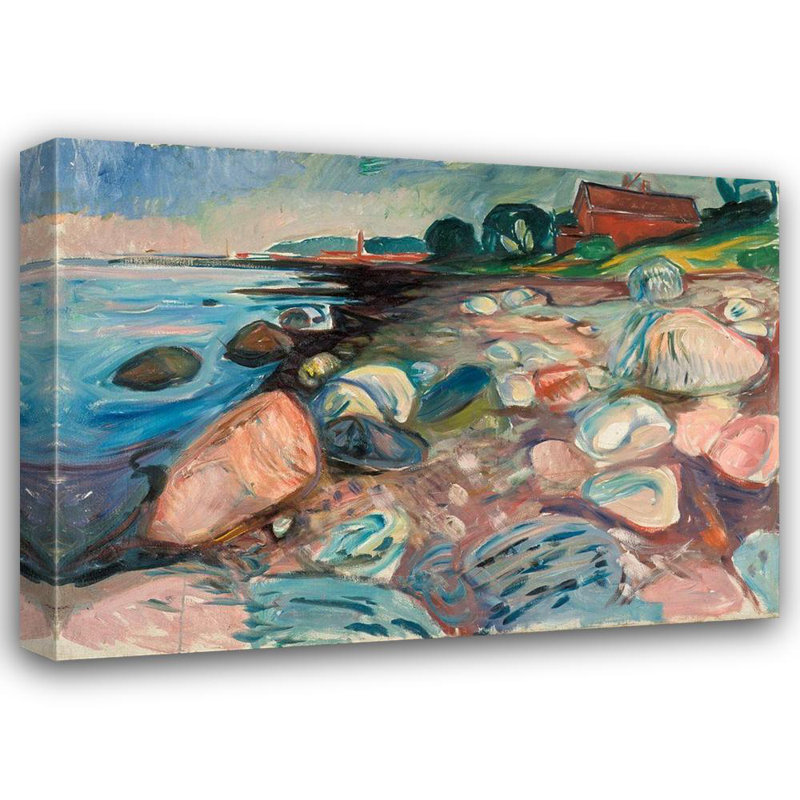 Red Barrel Studio® Munch, Edvard Gallery Wrapped Canvas Art Titled: Shore with Red House, 1904, 36" H x 48" W