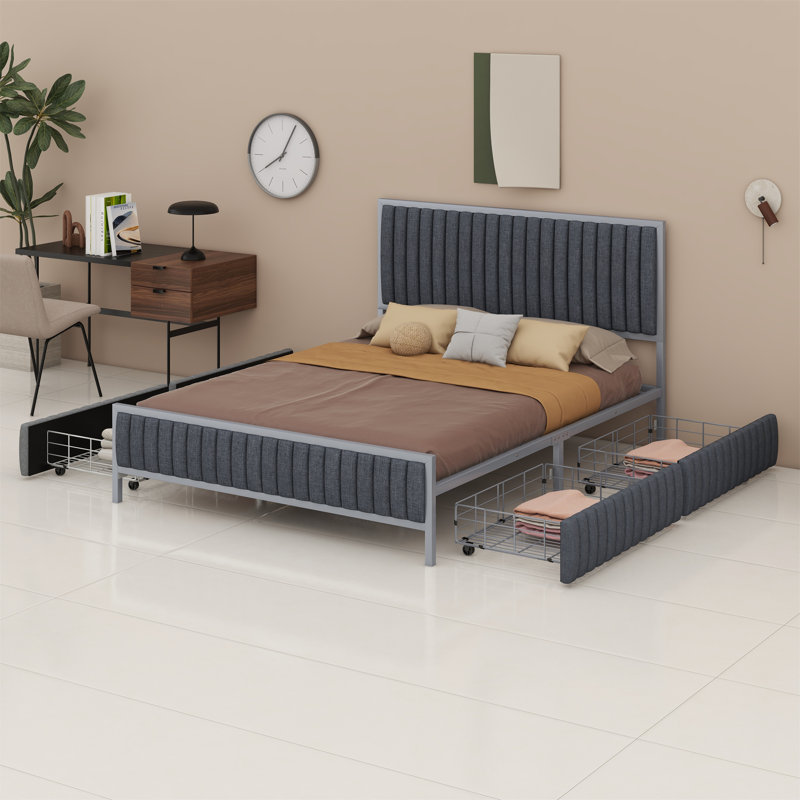 Ebern Designs Upholstered Bed With 4 Drawers | Wayfair