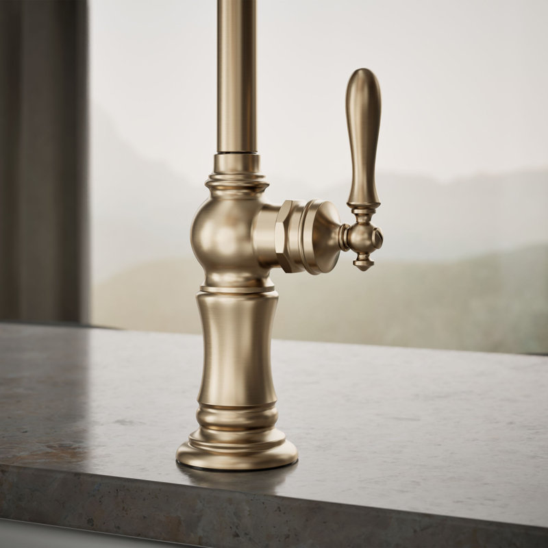 Robinet de cuisine à trou unique avec bec pivotant Artifacts, Bronze brossé