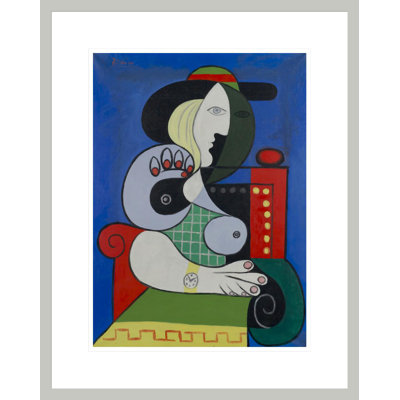 (Femme avec une montre) par Pablo Picasso, impression giclée sur cadre