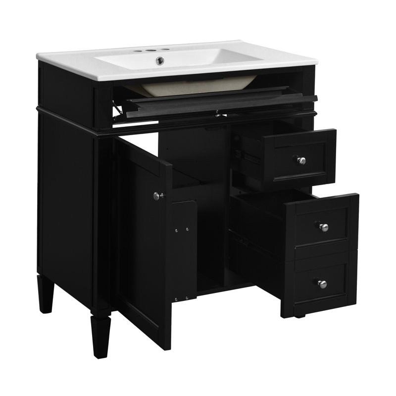 Meuble-lavabo de 30 po avec lavabo supérieur, Noir