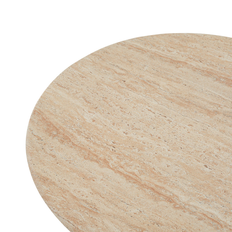 Fluted Modern Wabi Sabi Round Cocktail Table, Blanc cassé