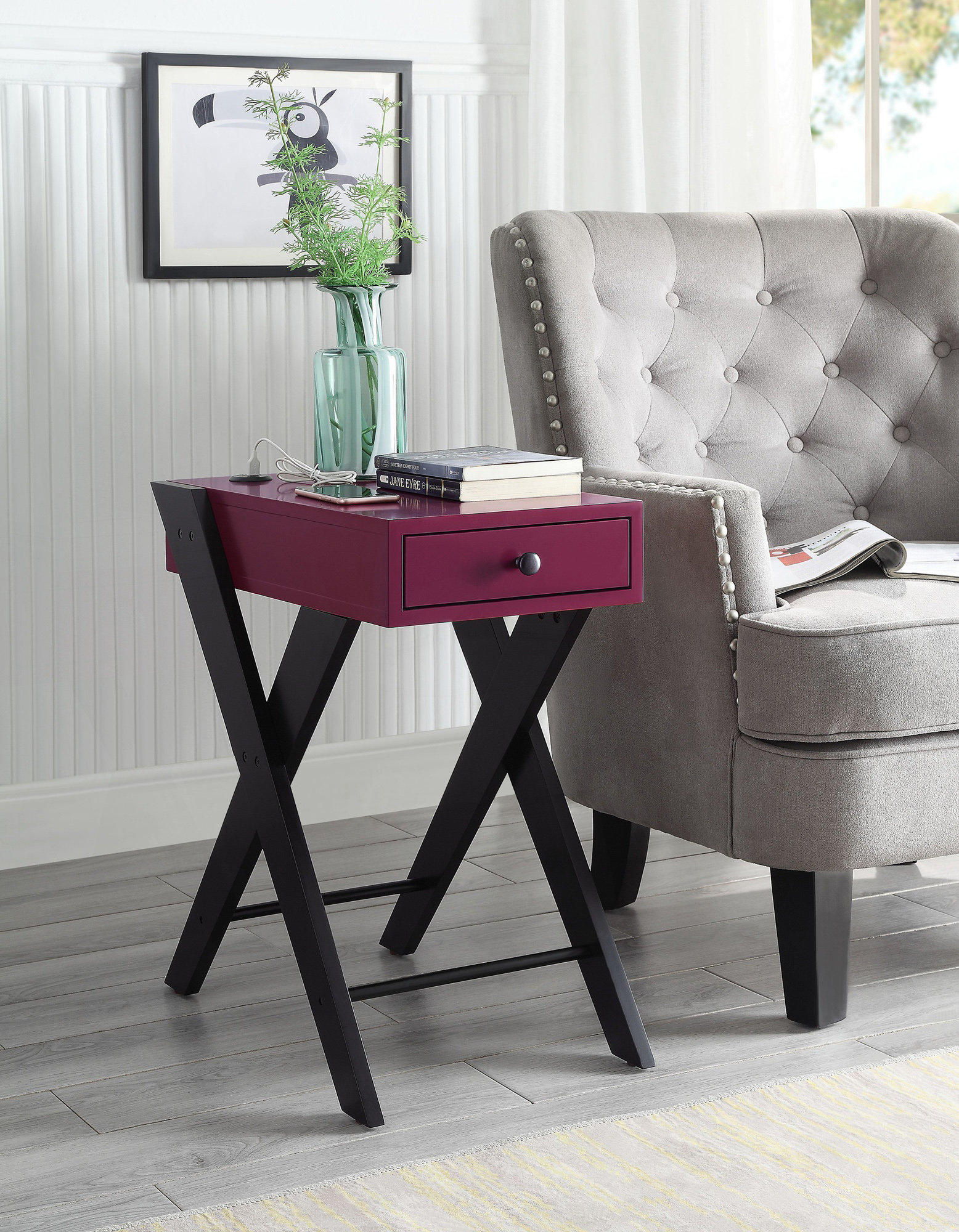 Rectangular Designer Side Table Ebern Designs Modern Rectangular Side Table With Drawer, End Table ...