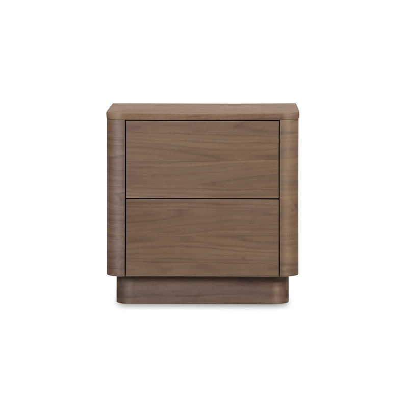 Mille 2 - Drawer Solid Wood Nightstand, Walnut