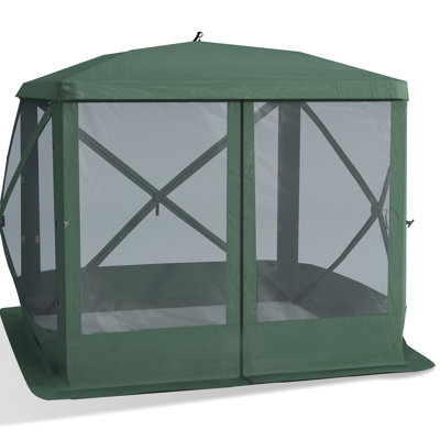 Abri de camping pliable, 2,13 m x 2,13 m, facile à assembler, avec sac de transport et moustiquaire d'aération pour une utilisation à l'extérieur. Gazebo 2,16 m x 2,16 m, pique-niques, poteaux d'aération.