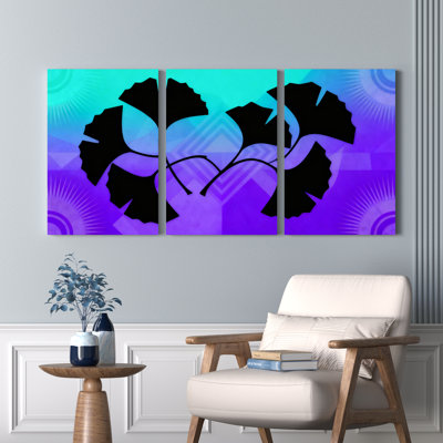 «Abstract Ginkgo Leaf», reproduction d'art sur toile tendue à motif géométrique abstrait (ensemble de 3)