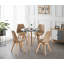 Christy 4 Person Dining set - a Round Plastic Dining Table with Wooden Legs and a Set of 4 Faux Leather Cushion Padded Dining Chairs for Dining Room - Modern Dining Table Set-718770533-718770522