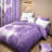 Twin Size 9-Piece Lavender Geometric Circle Bedding & Curtain Set (Queen/King/Cal King) - Quilted Microfiber Bedspread + Sheer Drapes-126412312