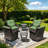 6-Piece Outdoor Wicker Swivel Rocker Patio Conversation Set With Glass-Top Side Tables & Cushions, All-Weather PE Rattan Furniture For Backyard, Porch, Deck-197335202