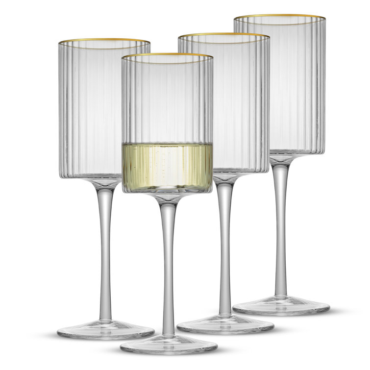 JoyJolt 4 - Piece 5oz. Glass White Wine Glass Glassware Set