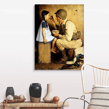 Norman Rockwell Cousin Reginald Goes Fishing Canvas Wall Art Red Barrel Studio Format: Black Floater Frame, Size: 32 H x 26 W x 1.75 D