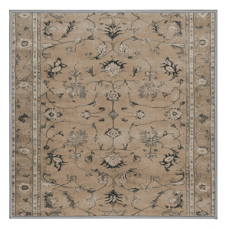 Tapis gris lavable à la machine, Carré 6 pi